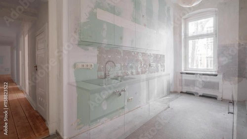 New kitchen before and after renovation - Home Improvement concept