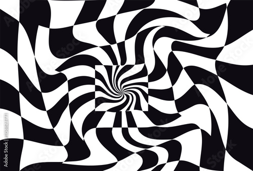 Checkerboard Twirl Pattern (blackwhite) background