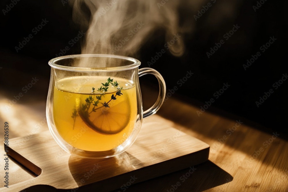 Minimalist Steaming Bone Broth with Lemon and Herbs - Culinary Art for Kitchen Decor and Print Design Minimalist Steaming Bone Broth with Lemon and Herbs - Culinary Art for Kitchen Decor and Print Design