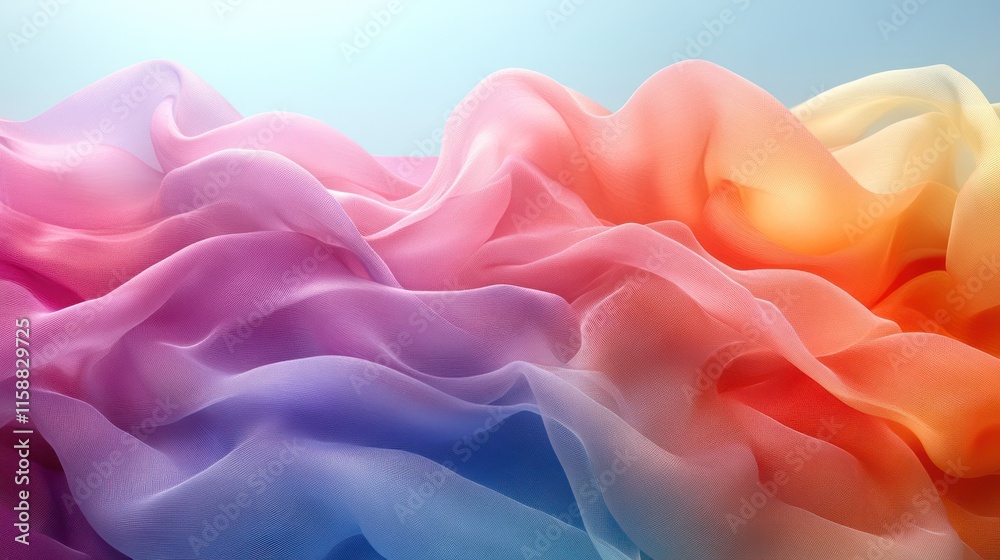 Colorful flowing fabric with gradient hues. Colorful flowing fabric with gradient hues.
