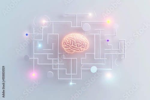 Minimalist Logic Concept with Brain and Abstract Circuit Design for Modern Magazine