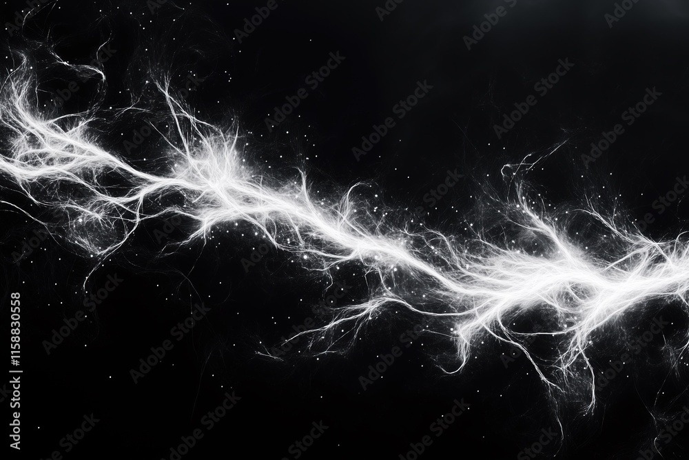 Abstract Thin White Light Trails Creating Glowing Vines in Minimalist Design