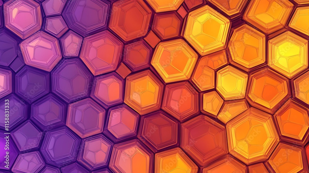 Abstract Hexagon Pattern: Vibrant Gradient of Purple and Orange Abstract Hexagon Pattern: Vibrant Gradient of Purple and Orange
