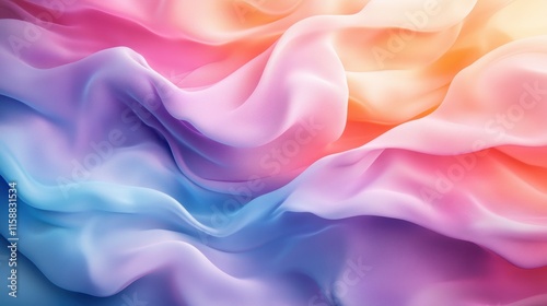 Abstract Waves of Soft Pastel Fabric with Gentle Flowing Texture in a Serene Colorful Gradient