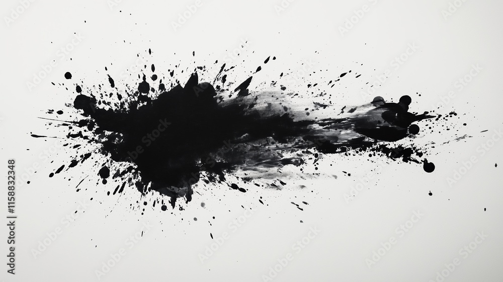 Minimalist Abstract Artwork of Ink Stains on Bright White Canvas Minimalist Abstract Artwork of Ink Stains on Bright White Canvas