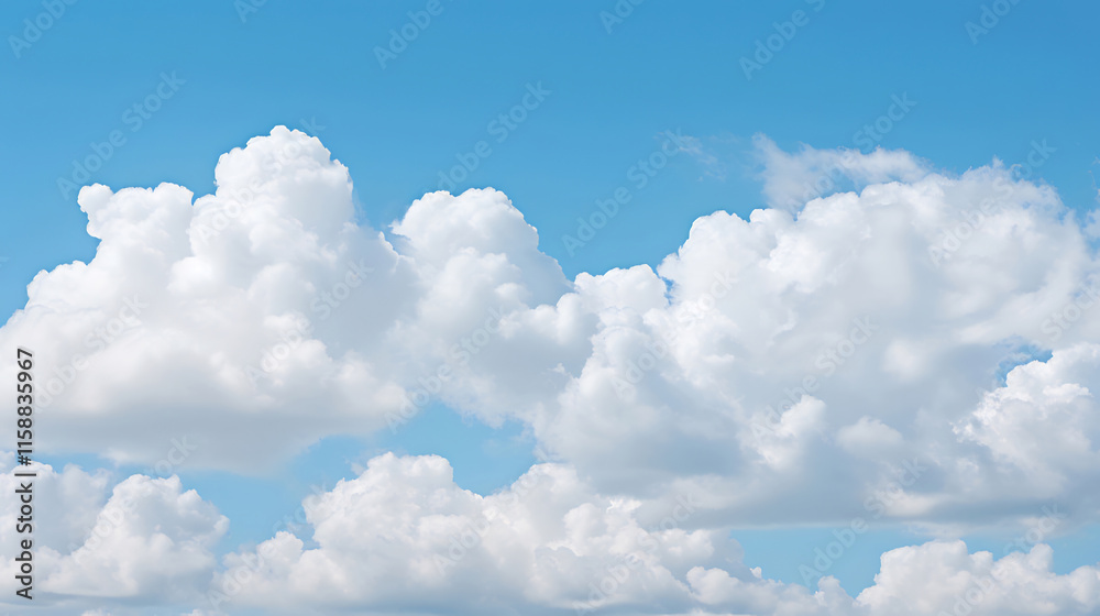 Fluffy white cumulus clouds scattered across a vibrant blue sky. (1)