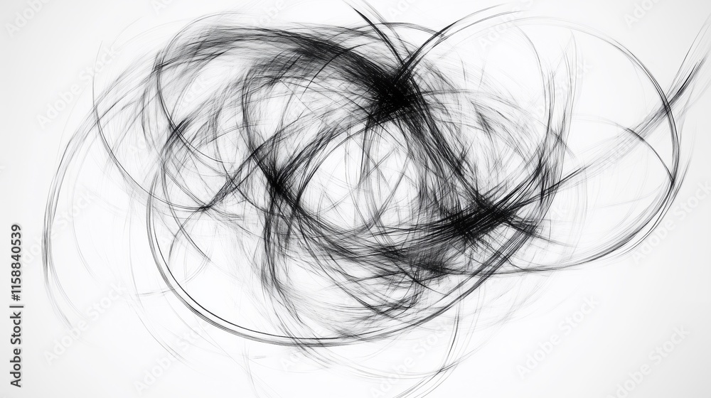 Minimalist Ink Artwork with Simple Abstract Scribbles on White Canvas Minimalist Ink Artwork with Simple Abstract Scribbles on White Canvas