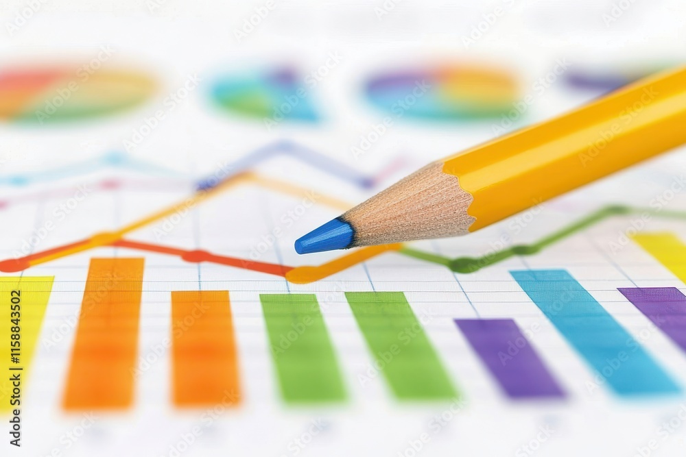 Upward Trend Graph Business Growth Financial Success Colored Pencil Upward Trend Graph Business Growth Financial Success Colored Pencil