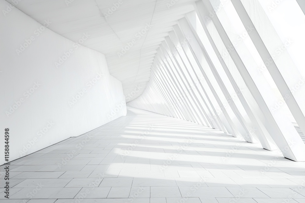 Obraz premium White background with angular black grid patterns, strong structural elements creating depth and motion.