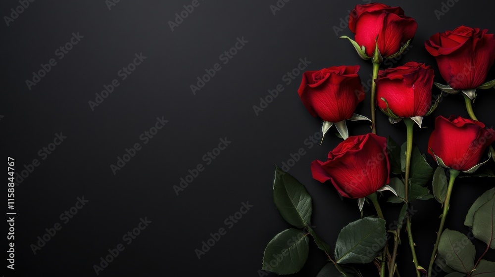 A minimalist composition of red roses on a sleek black background, close-up shot, Contemporary style A minimalist composition of red roses on a sleek black background, close-up shot, Contemporary style