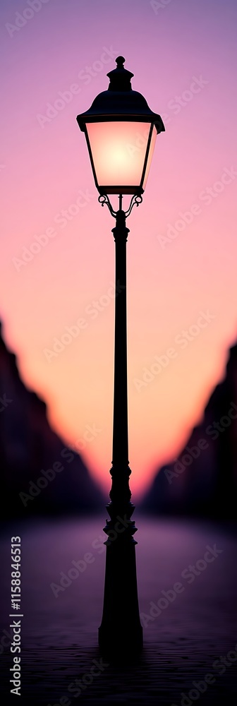 Illuminated lamp post at sunset. Illuminated lamp post at sunset.