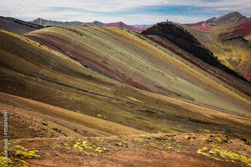 View over the Palcoyo Rainbow mountains in Peru