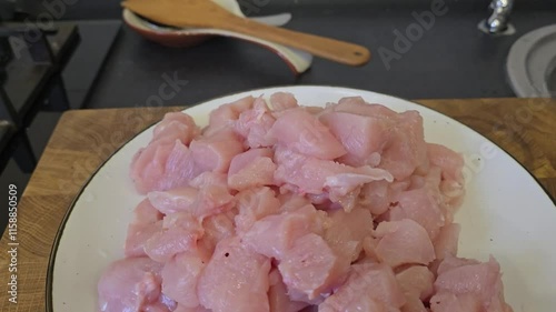 Chicken diced for frying. Step-by-step preparation of the pie. Instructions.