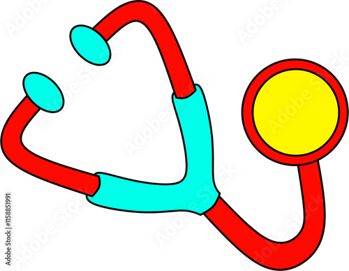 Doctor stethoscope 2D cartoon object. Medicine instrument isolated vector item white background. General practitioner tool. Medical examination
