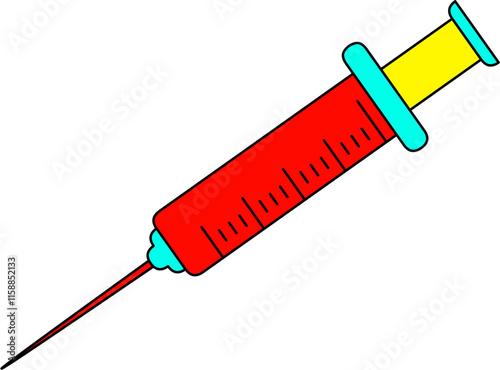 Syringe with liquid medicine on a white background. Medical theme vector illustration. vaccination design element.