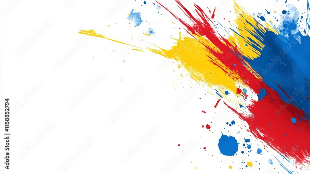 Abstract Colorful Paint Splatter, Red Yellow Blue Brush Strokes, Modern Art Splash, Vibrant Artistic Pattern Abstract Colorful Paint Splatter, Red Yellow Blue Brush Strokes, Modern Art Splash, Vibrant Artistic Pattern