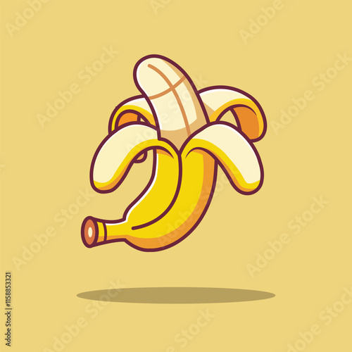 Banana Fruit Peeled Off Cartoon Vector Icon Illustration. Food Fruit Icon Concept Isolated Premium Vector. Flat Cartoon Style