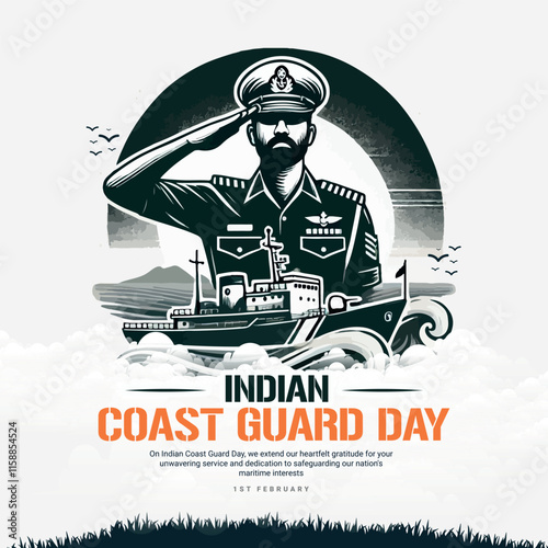 Indian Coast Guard Day with Bhartiya Tatrakshak Divas social media post banner template, Indian Coast Guard 2025, maritime security India, coastal safety India,