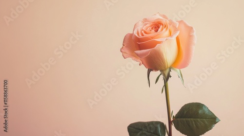 Wallpaper Mural A single pastel peach rose against a soft cream background, close-up shot, Minimalist style Torontodigital.ca