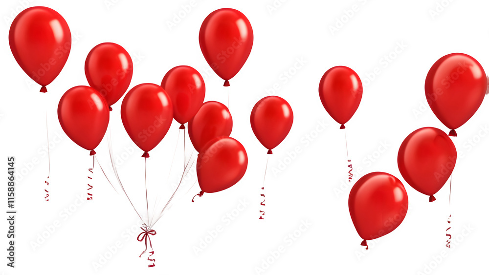 Red Balloons Symbolizing Celebration Isolated on Transparent Background Red Balloons Symbolizing Celebration Isolated on Transparent Background