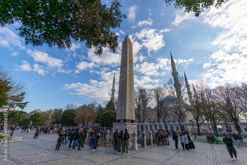 Obraz na płótnie Obelisk of Theodosius and Blue Mosque from Istanbul, Turkey. High quality photo w salonie