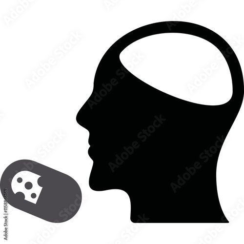 Simple vector icon head, man
