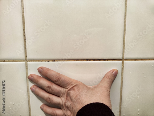 Fungus growth on bathroom tile highlights moisture issues and cleanliness concerns photo