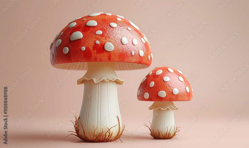 Illustration of fly agaric mushrooms on a pink background. Illustration of fly agaric mushrooms on a pink background.