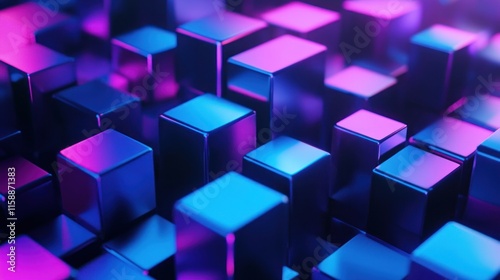 Abstract Geometric Shapes with Neon Glow