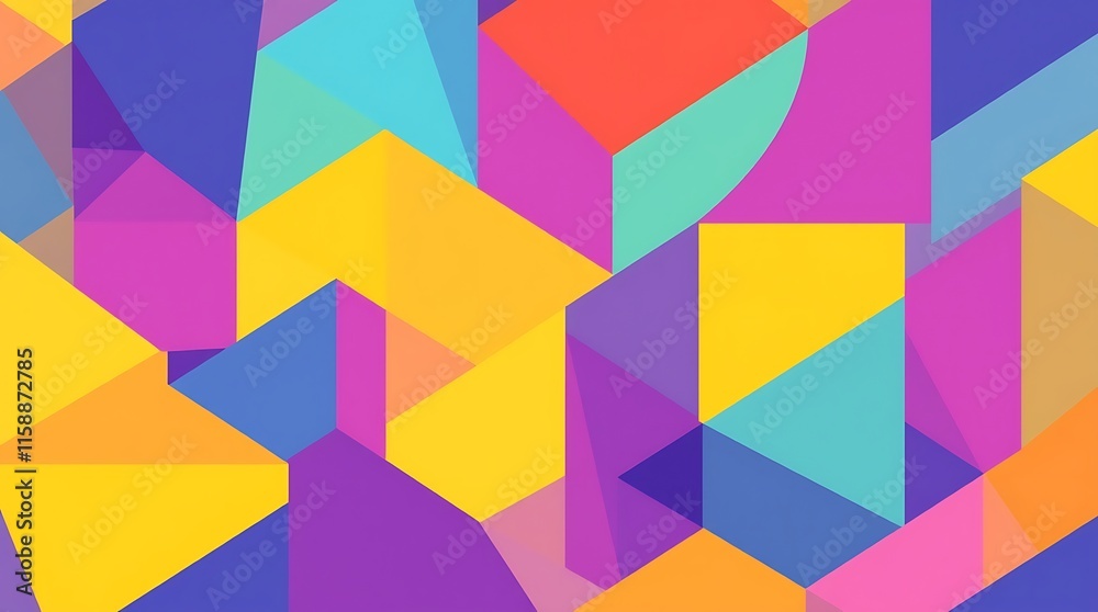 Abstract Geometric Pattern: Vibrant and dynamic geometric shapes in a playful arrangement of colors, perfect for modern, minimalist, or artistic designs. Abstract Geometric Pattern: Vibrant and dynamic geometric shapes in a playful arrangement of colors, perfect for modern, minimalist, or artistic designs.