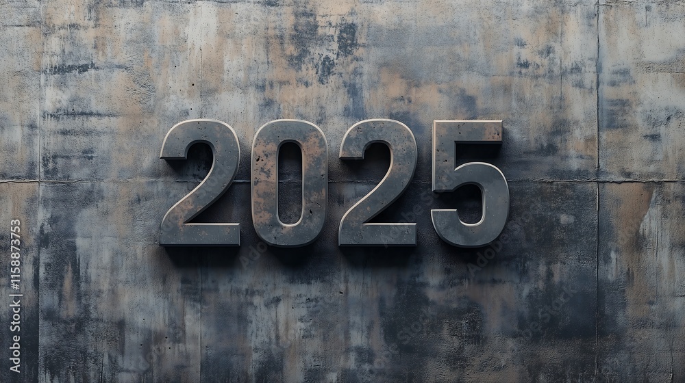 number 2025 3d text with concrete texture, new year number 2025 3d text with concrete texture, new year