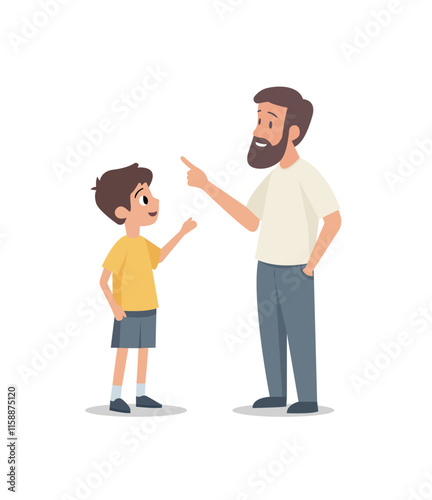 A father teaching his son, symbolizing guidance, parenting, family education, and strong familial connections