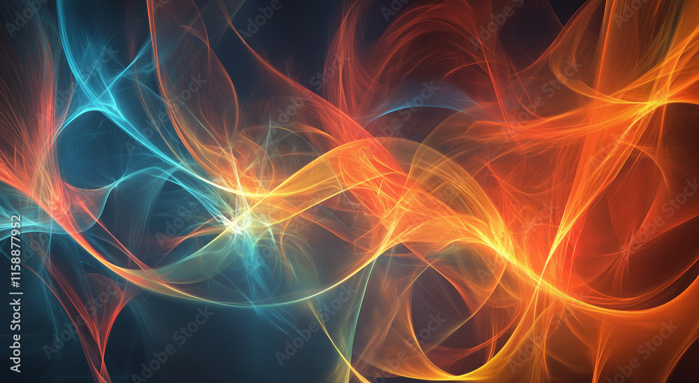 Obraz premium Vivid Abstract Light Swirls In Dynamic Blue And Orange Hues
