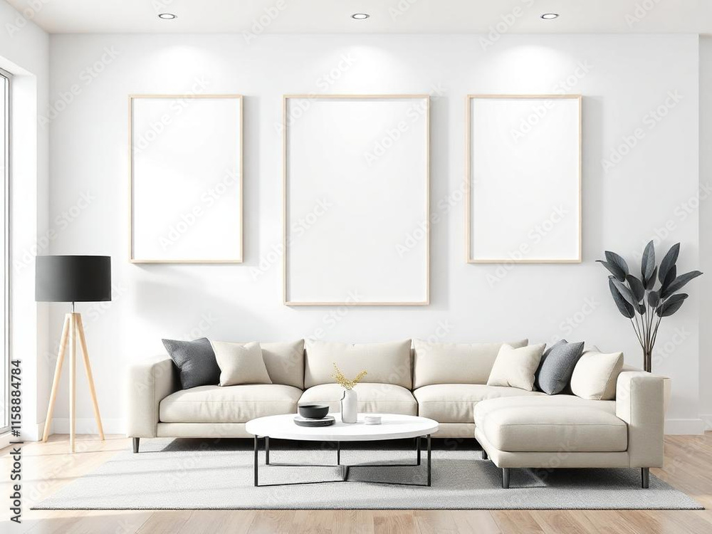 Modern Frame Mockup for ISO A Paper Size – Stylish Living Room Poster Display in a Cosy 3D-Rendered Setting Modern Frame Mockup for ISO A Paper Size – Stylish Living Room Poster Display in a Cosy 3D-Rendered Setting