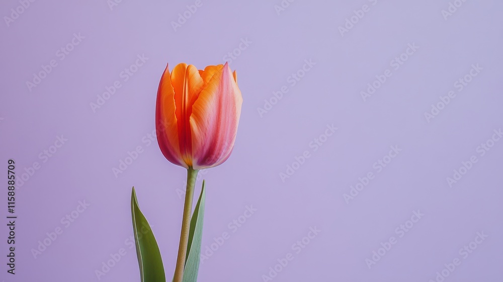 A solitary soft apricot tulip against a muted lavender background, close-up shot, Minimalist style A solitary soft apricot tulip against a muted lavender background, close-up shot, Minimalist style