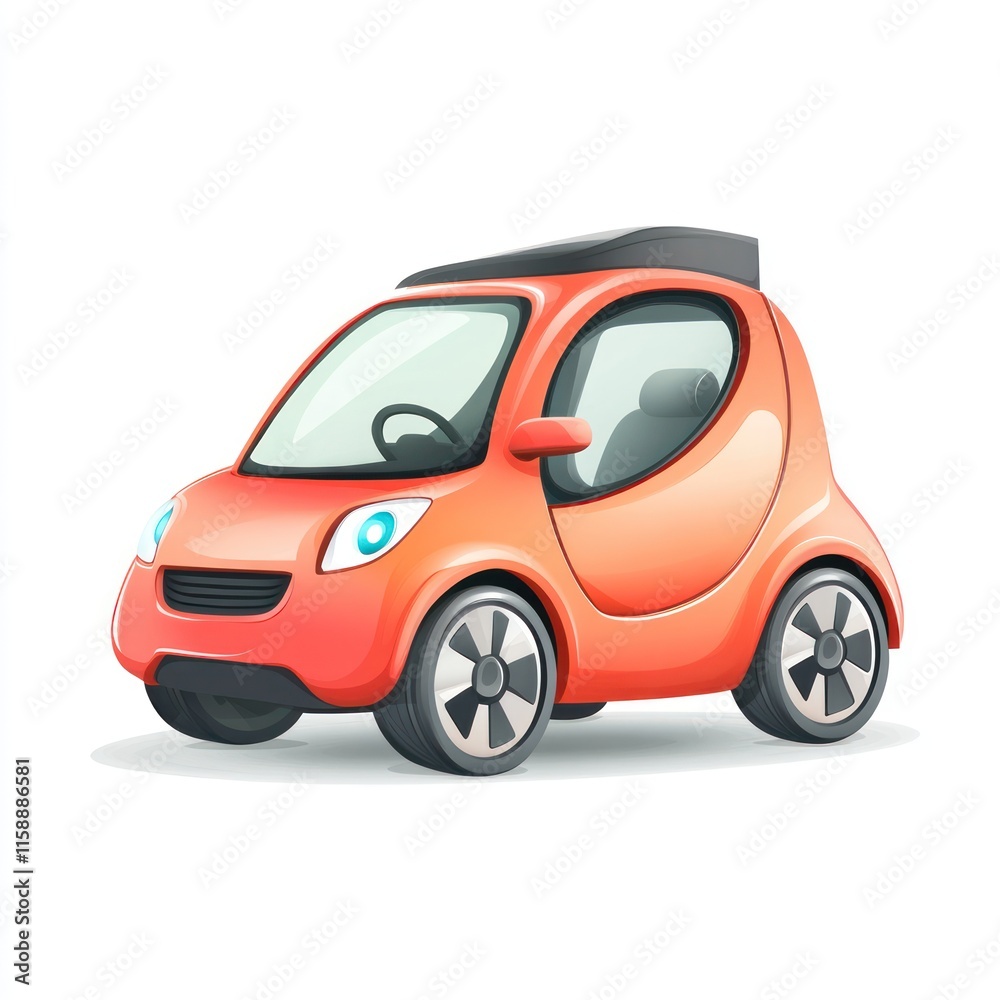 A joyful electric car driving smoothly. vector style art 3d illustration Isolated on White Background A joyful electric car driving smoothly. vector style art 3d illustration Isolated on White Background