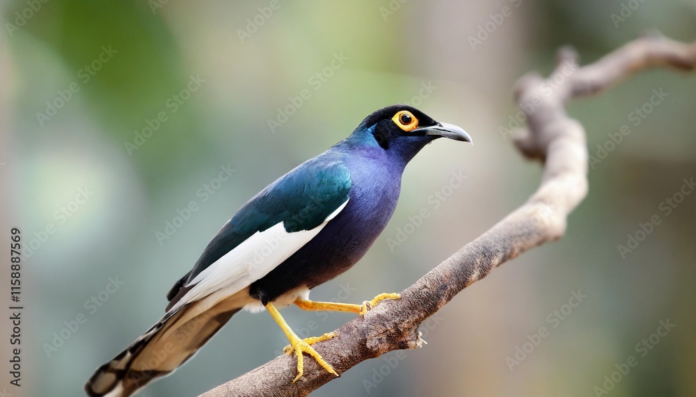 The Vibrant and Colorful Bali Starling Perched on a Branch in the Indonesian Rainforest