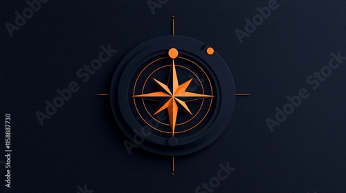 Abstract compass rose design on dark background.