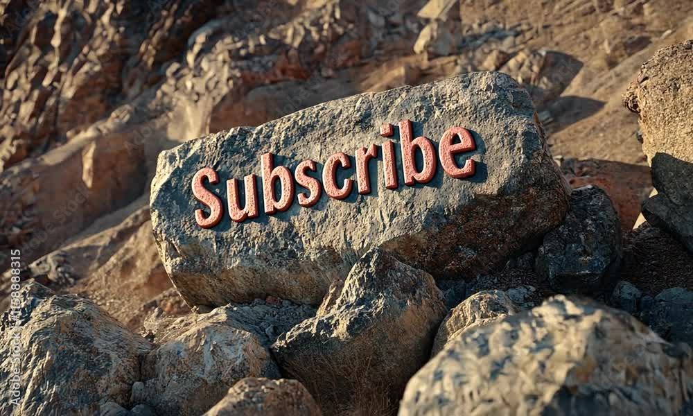 Subscribe - set in stone typography - Royalty free stock illustration rendered in 3D.