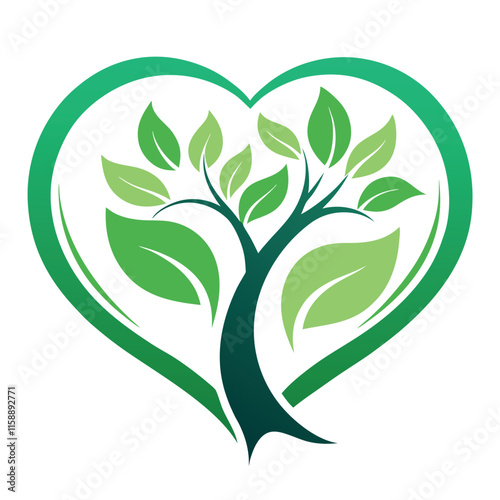 Modern and minimalist logo featuring a tree of life inside a heart.