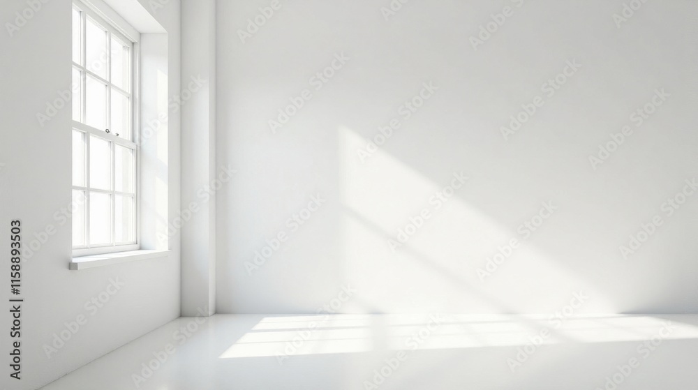 Sunlit Minimalist Room Interior A Bright, Empty Space with a Single Window and Clean Walls, Perfect for Design Presentations or Mockups Sunlit Minimalist Room Interior A Bright, Empty Space with a Single Window and Clean Walls, Perfect for Design Presentations or Mockups