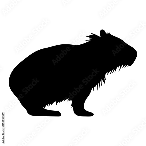 Capybara black silhouette vector illustration.