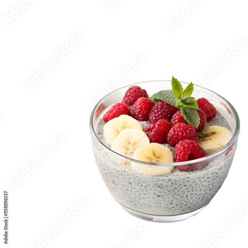 Chia yogurt with raspberries