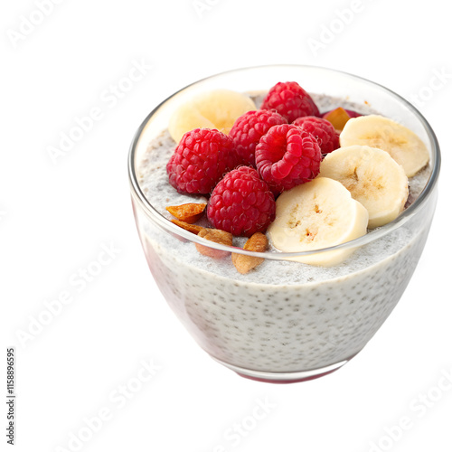Chia yogurt with raspberries