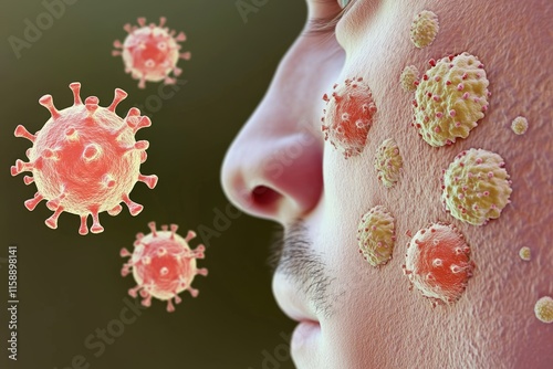 Viral Infection Depicted On A Mans Face photo