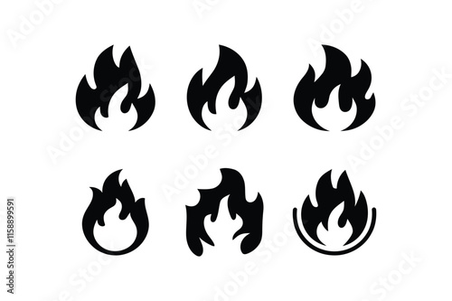 Fire icons set vector illustration