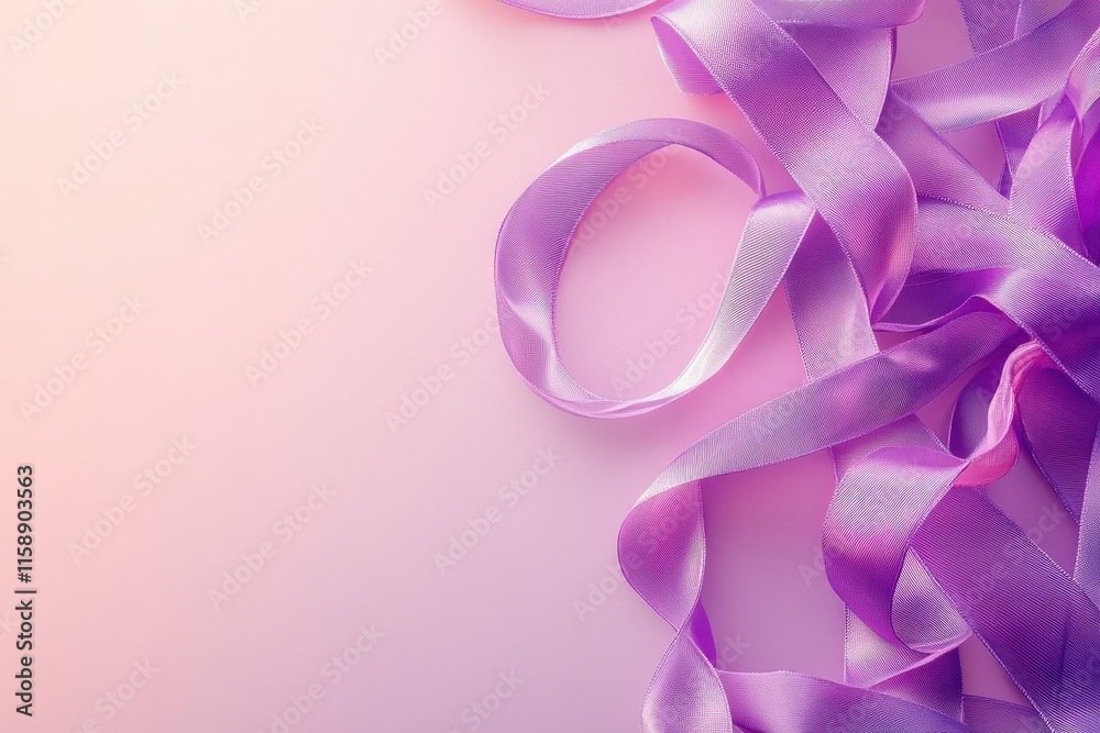 Purple ribbon swirls on a pink background Purple ribbon swirls on a pink background
