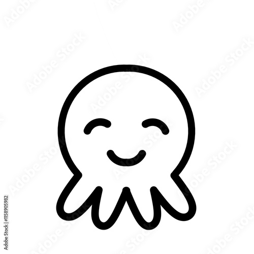 cute smiling octopus sketch, easy and simple black and white sketch