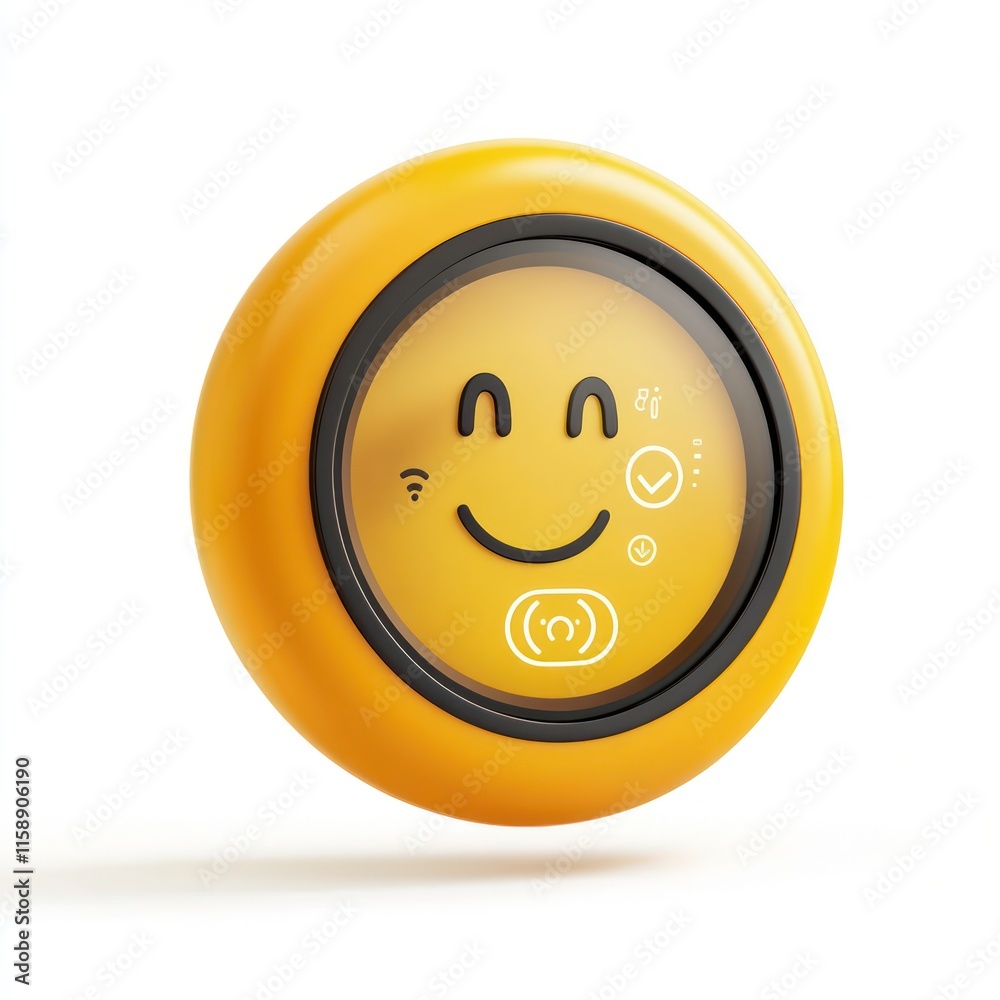 A joyful smart thermostat adjusting settings. vector style art 3d illustration Isolated on White Background A joyful smart thermostat adjusting settings. vector style art 3d illustration Isolated on White Background