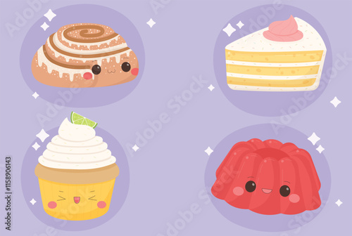 hand drawn kawaii food illustrations